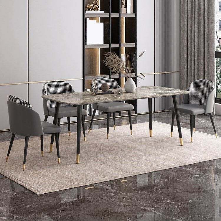 Nordic 1/2/3/5/7 Pieces Dining Set with Sintered Stone Table and Leather Chairs Dining Set