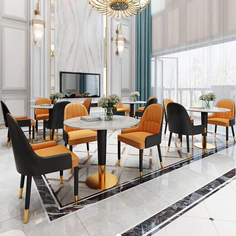 1/2/4/5 Pcs Metal Glam Style Dining Set with Round Table Dinette Set