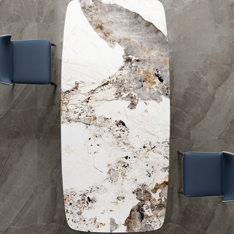 Modern 1/2/3/5/7 Pieces Dining Set Sintered Stone Dining Table Set with Leather Chairs