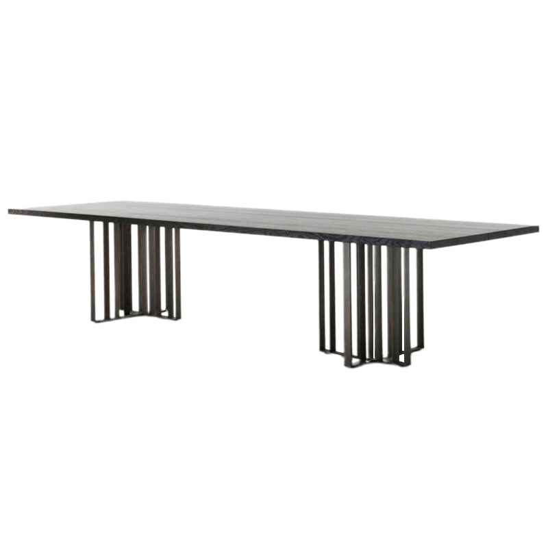 Industrial Style Furniture Double Pedestal Pine Solid Wood Dining Site Table