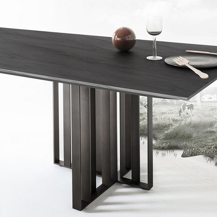 Industrial Style Furniture Double Pedestal Pine Solid Wood Dining Site Table