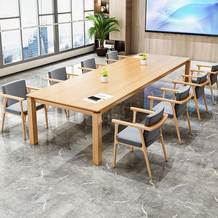 Rectangle Modern Table Solid Wood Fixed Dining Table with 4 Legs