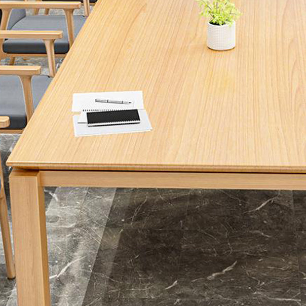 Rectangle Modern Table Solid Wood Fixed Dining Table with 4 Legs