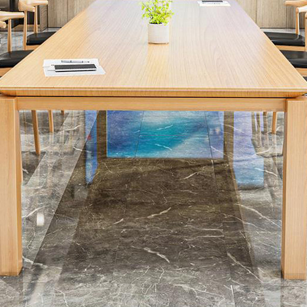 Rectangle Modern Table Solid Wood Fixed Dining Table with 4 Legs