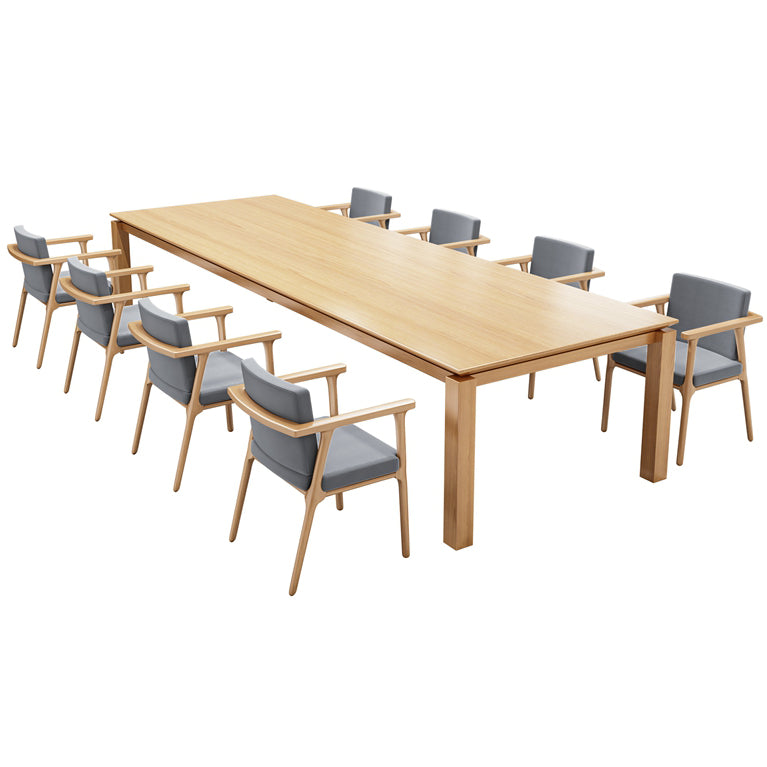 Rectangle Modern Table Solid Wood Fixed Dining Table with 4 Legs