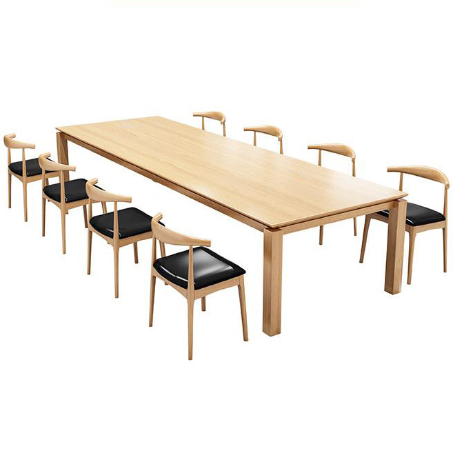 Rectangle Modern Table Solid Wood Fixed Dining Table with 4 Legs