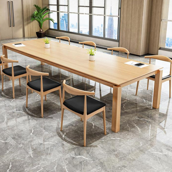 Rectangle Modern Table Solid Wood Fixed Dining Table with 4 Legs