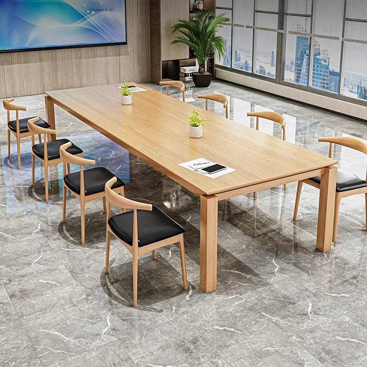 Rectangle Modern Table Solid Wood Fixed Dining Table with 4 Legs