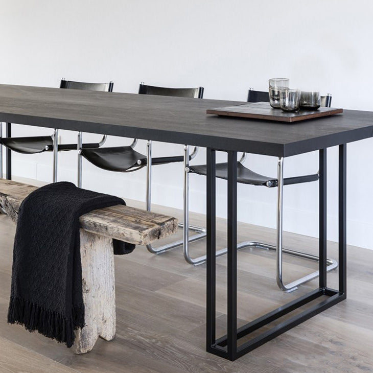 Rectangle Industrial Dining Table Solid Wood Fixed Dinette Table