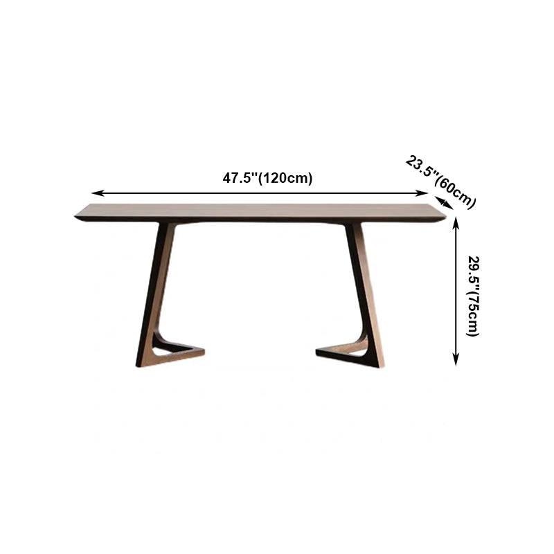 Rectangle Wood Dining Table Solid Wood Table Modern with Double Pedestal Base