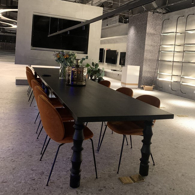 Rectangle Casual Dining Table Solid Wood Fixed Table with 4 Legs