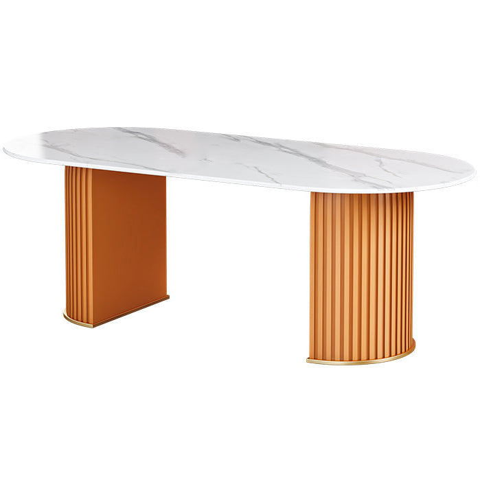 Mesa de comedor ovalada estándar moderna, mesa de comedor de piedra sinterizada para cocina