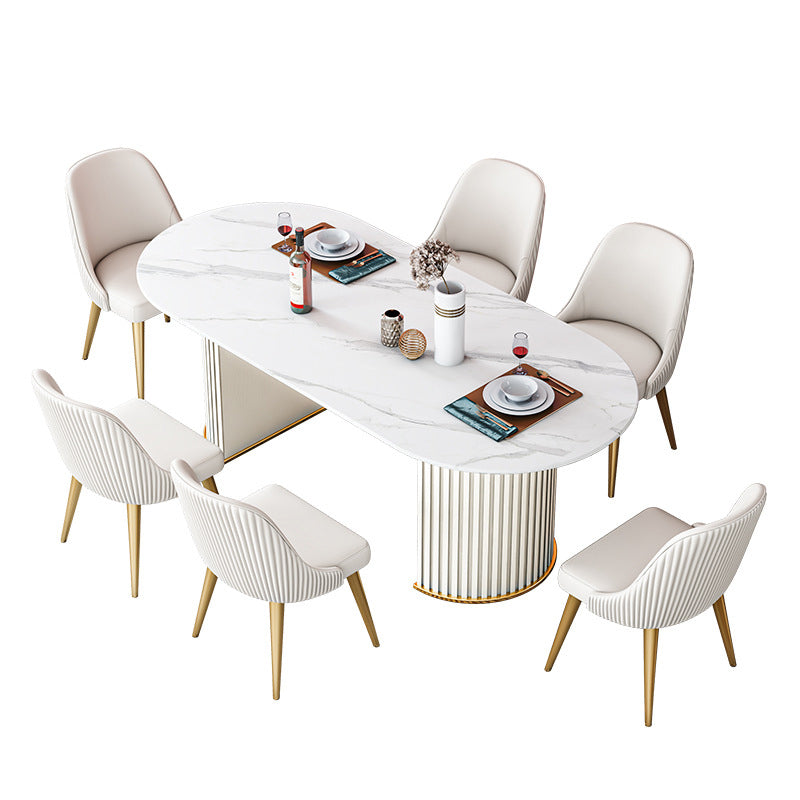 Mesa de comedor ovalada estándar moderna, mesa de comedor de piedra sinterizada para cocina