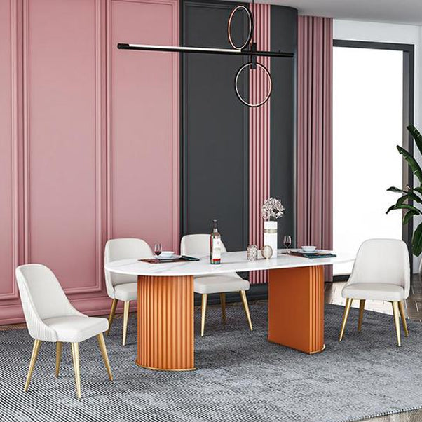 Mesa de comedor ovalada estándar moderna, mesa de comedor de piedra sinterizada para cocina