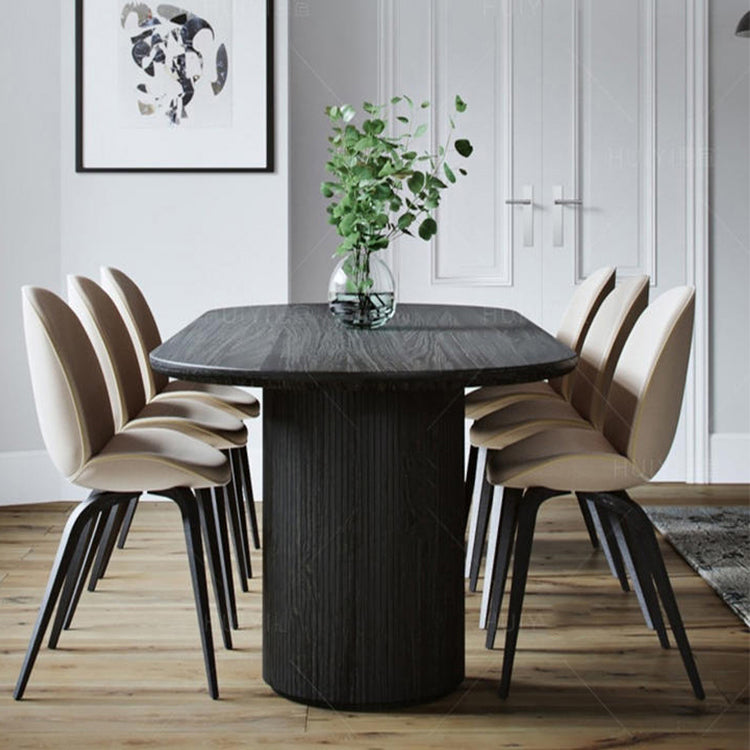 Solid Wood Oval Dining Table Modern Double Pedestal Table for Dining Room