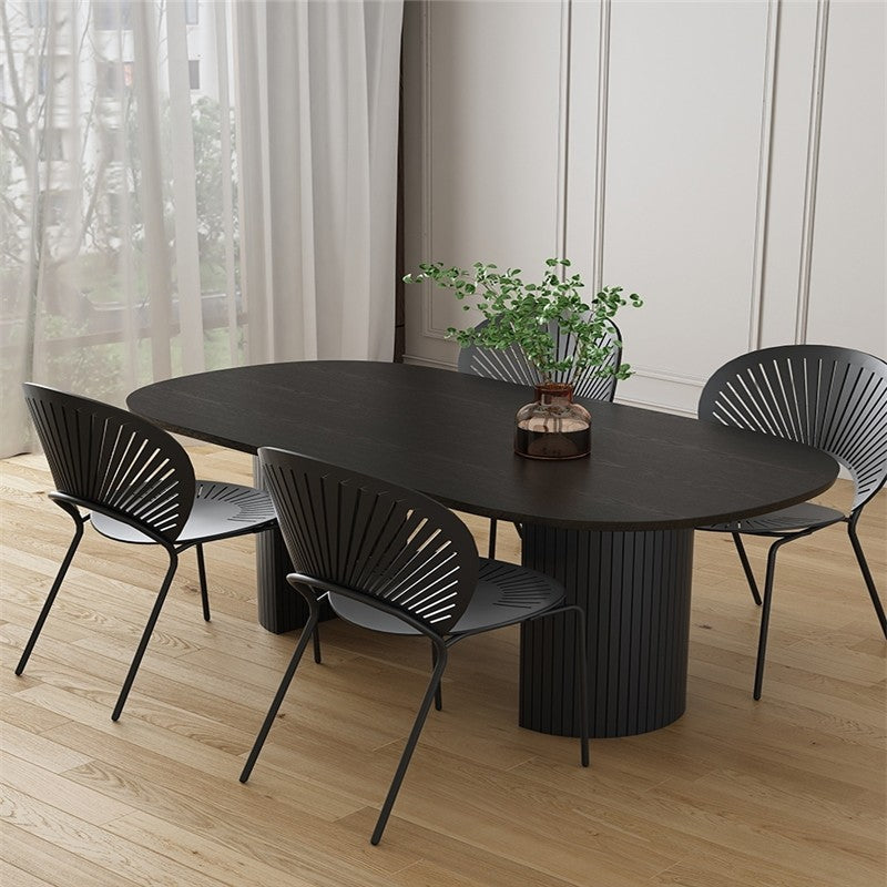 Contemporary Style Furniture Oval Double Pedestal Dining Site Table for Home
