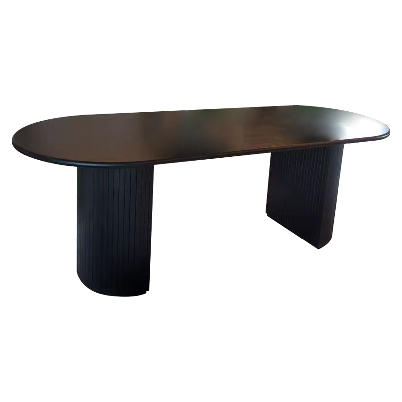 Contemporary Style Furniture Oval Double Pedestal Dining Site Table for Home
