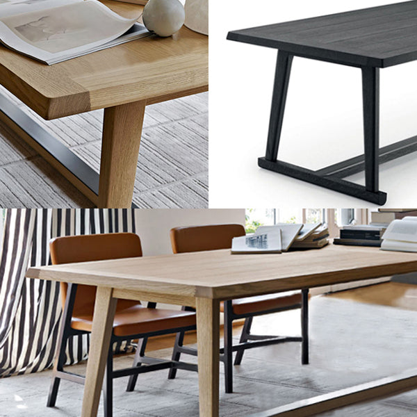 Mesa de comedor rectangular contemporánea de madera maciza, mesa superior de madera para comedor