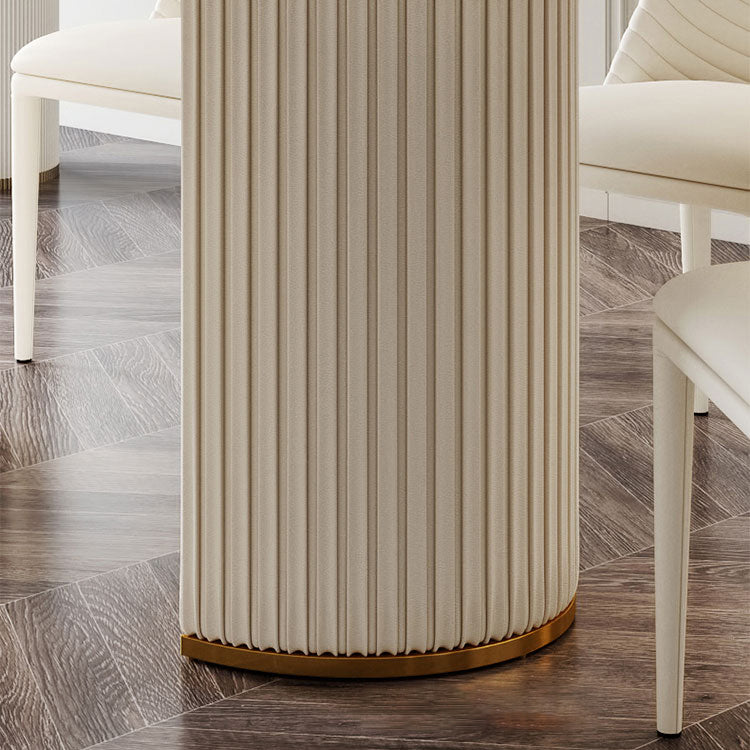 Minimalistische ovale witte eettafel Standaard eettafel van gesinterd steen voor keuken