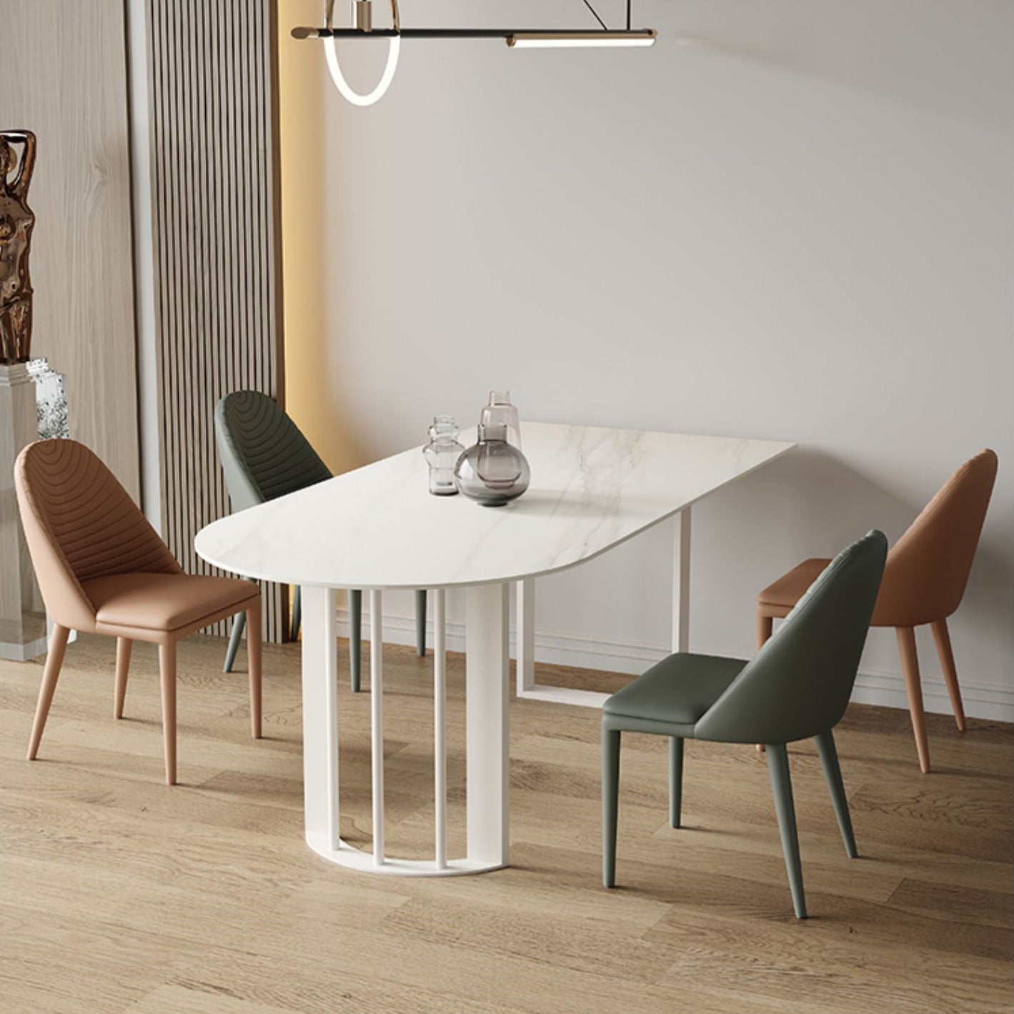Modern Irregular Sintered Stone Dining Table White Standard Dining Table for Kitchen