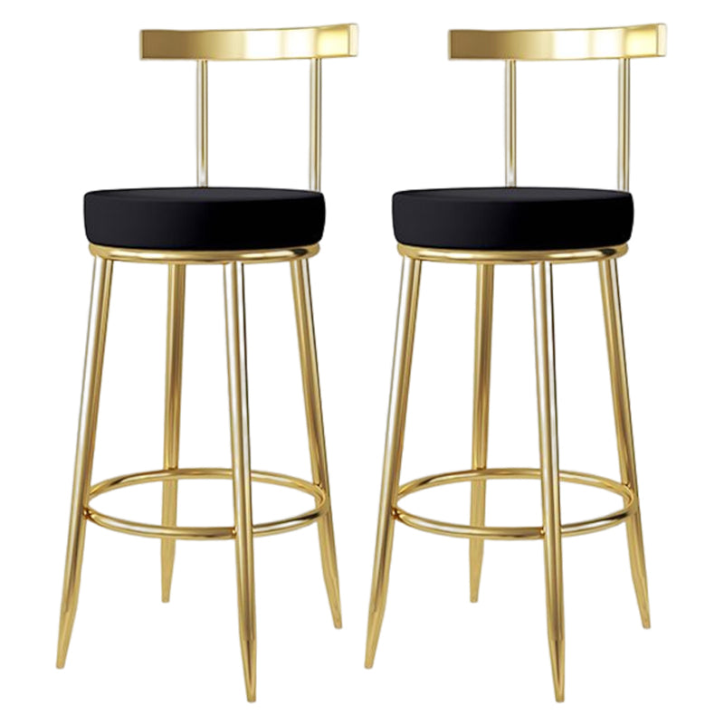 Barhocker im Glam-Stil, Metallbeine, runder Sitz, Barhocker mit Fußstütze für die Küche