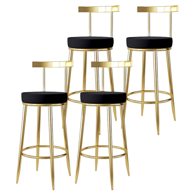 Barhocker im Glam-Stil, Metallbeine, runder Sitz, Barhocker mit Fußstütze für die Küche
