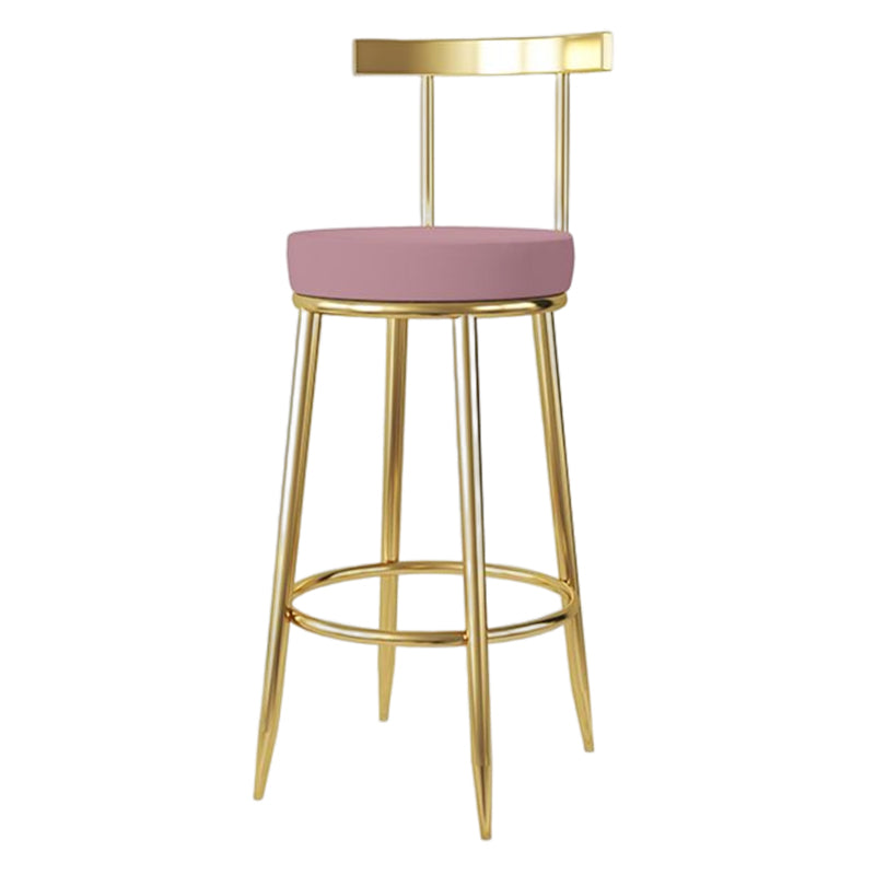 Barhocker im Glam-Stil, Metallbeine, runder Sitz, Barhocker mit Fußstütze für die Küche