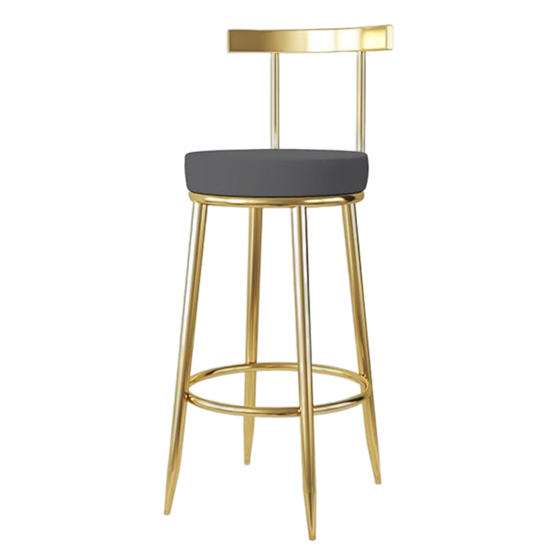 Barhocker im Glam-Stil, Metallbeine, runder Sitz, Barhocker mit Fußstütze für die Küche