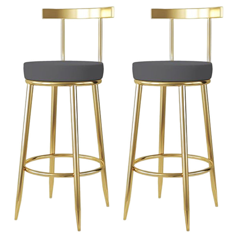 Barhocker im Glam-Stil, Metallbeine, runder Sitz, Barhocker mit Fußstütze für die Küche