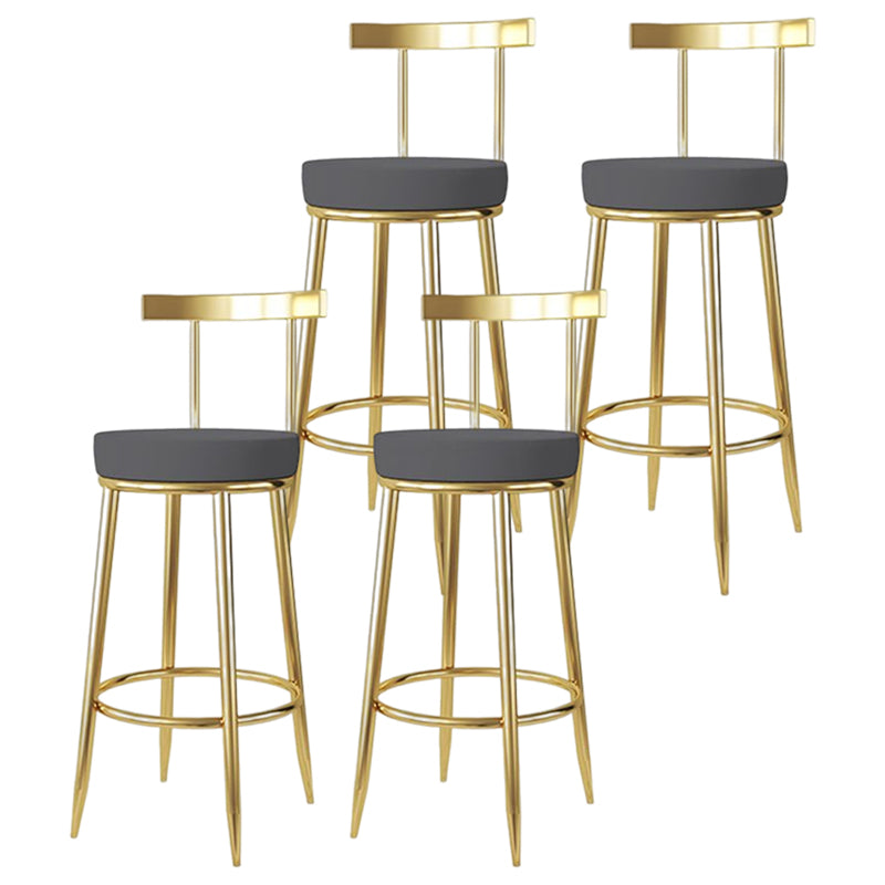 Barhocker im Glam-Stil, Metallbeine, runder Sitz, Barhocker mit Fußstütze für die Küche