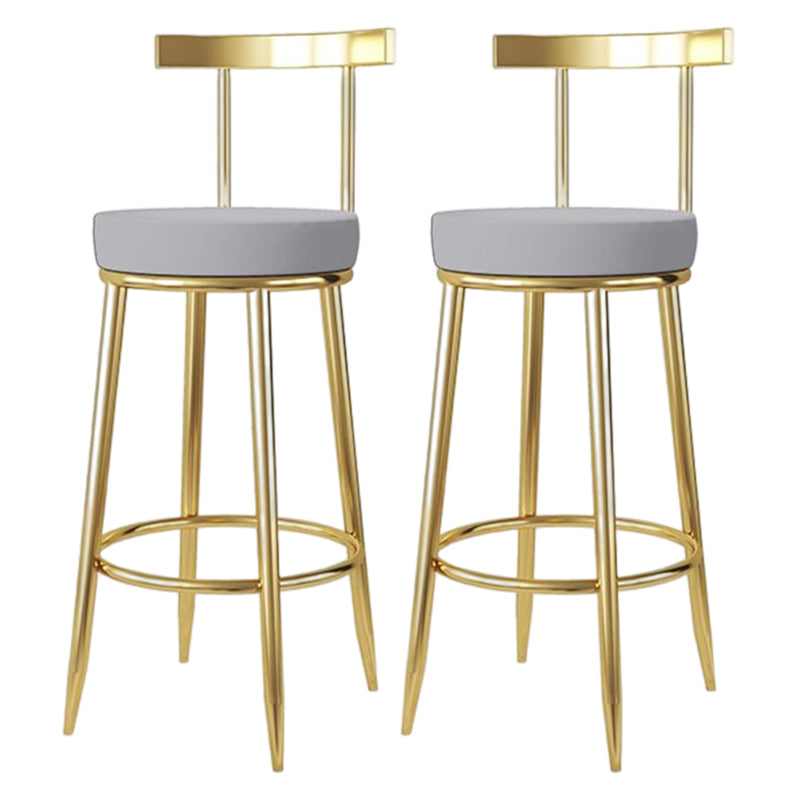 Barhocker im Glam-Stil, Metallbeine, runder Sitz, Barhocker mit Fußstütze für die Küche