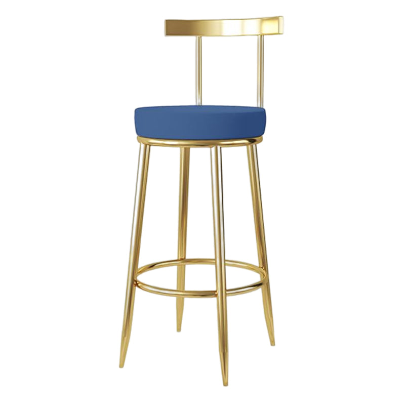 Barhocker im Glam-Stil, Metallbeine, runder Sitz, Barhocker mit Fußstütze für die Küche