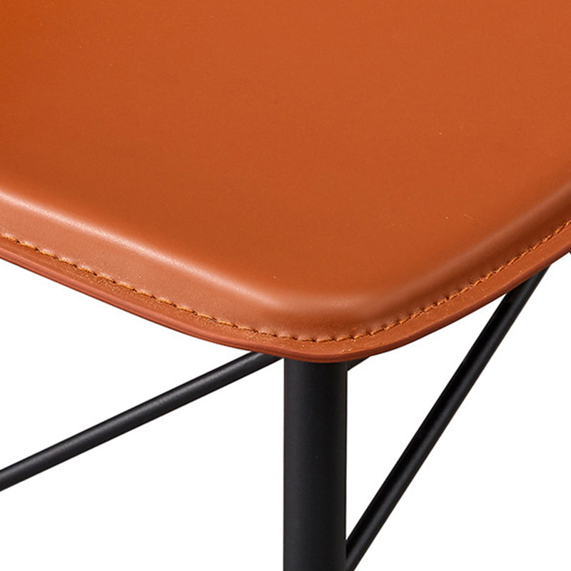 Modern Style Bar-stool Metal Legs with Footrest Leather Bucket Seat for Kitchen Bar