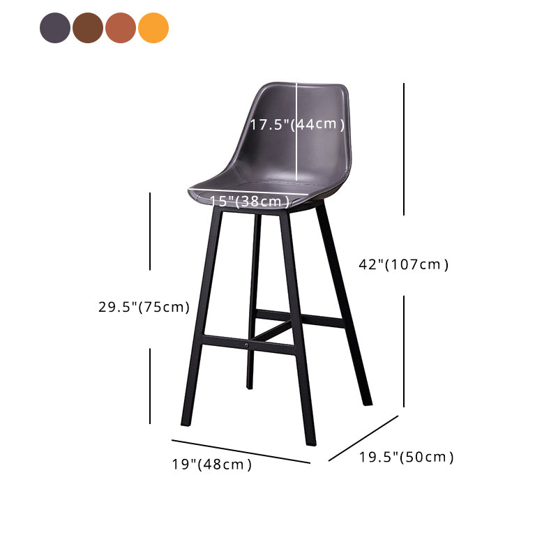 Modern Style Bar-stool Metal Legs with Footrest Leather Bucket Seat for Kitchen Bar