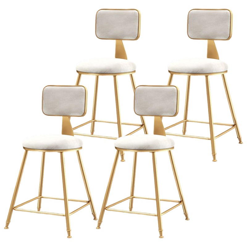 Glam Style Bar-stool Metal Legs Round Velvet Seat Barstool for Kitchen