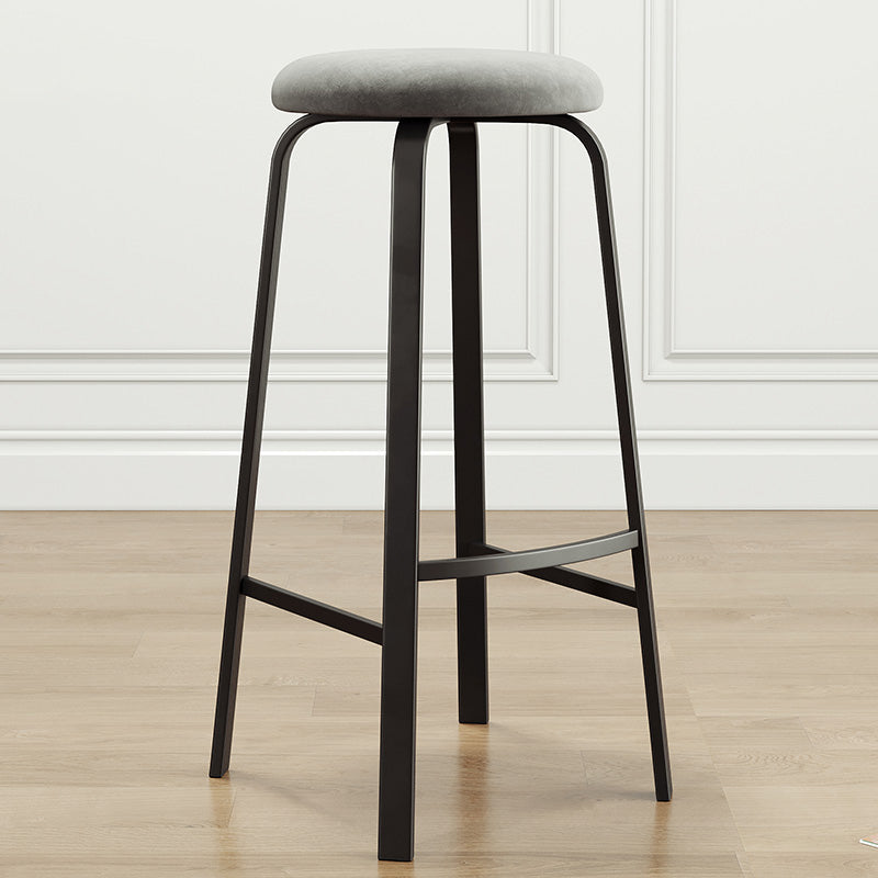 Modern Style Bar-stool Round Seat Barstool with Footrest and Metal Base