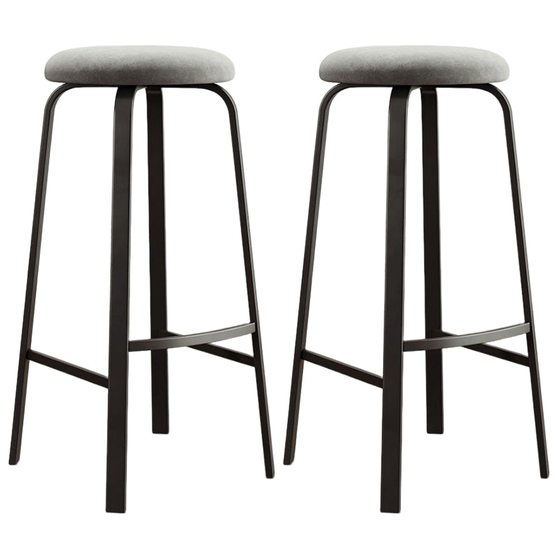 Modern Style Bar-stool Round Seat Barstool with Footrest and Metal Base