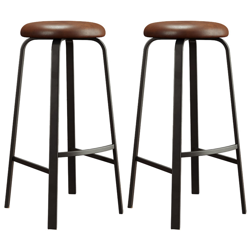 Modern Style Bar-stool Round Seat Barstool with Footrest and Metal Base