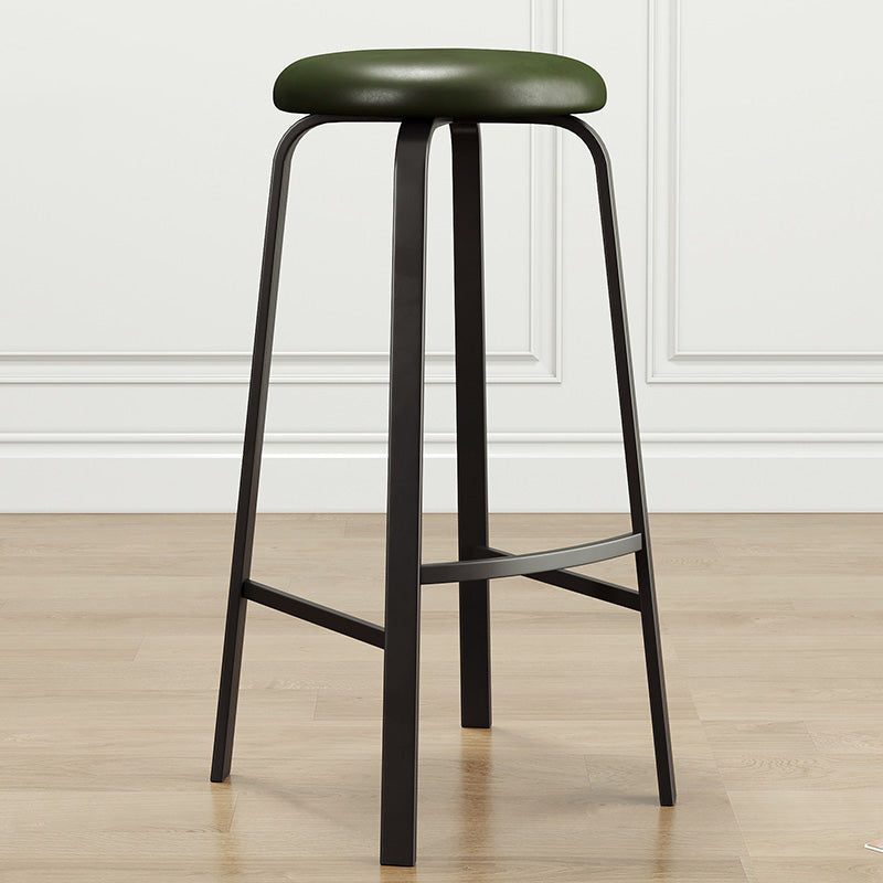Modern Style Bar-stool Round Seat Barstool with Footrest and Metal Base