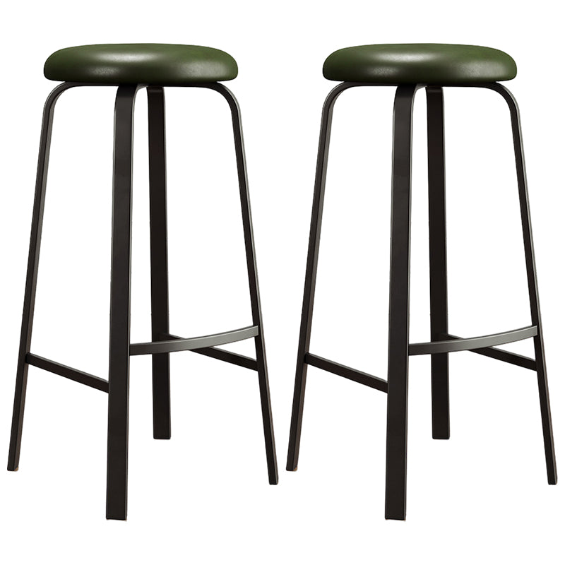 Modern Style Bar-stool Round Seat Barstool with Footrest and Metal Base