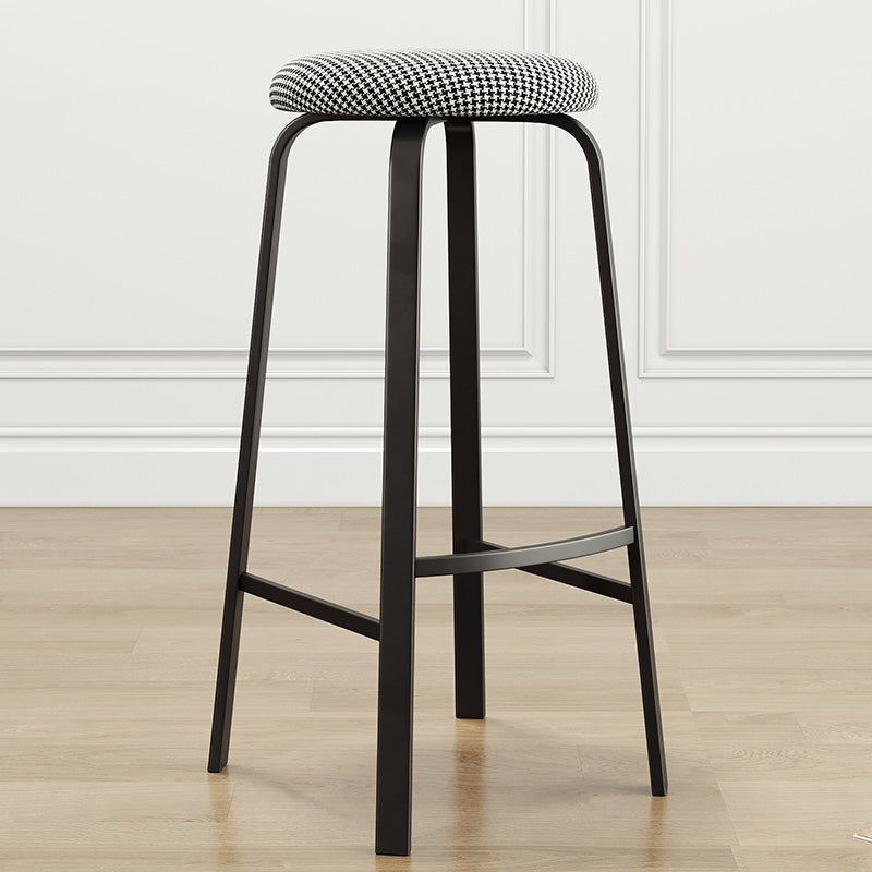 Modern Style Bar-stool Round Seat Barstool with Footrest and Metal Base