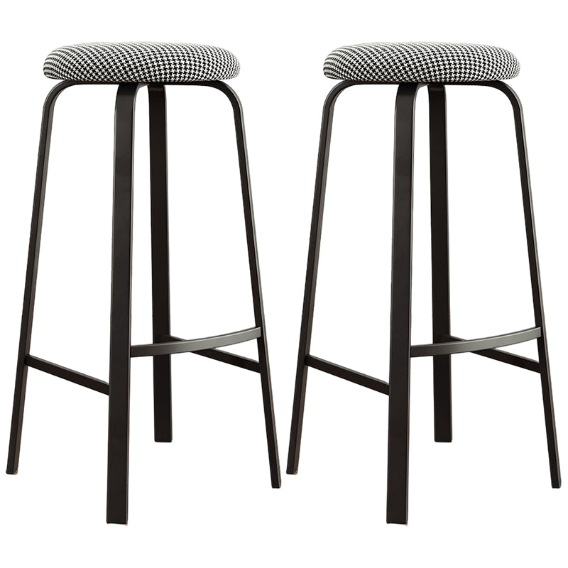 Modern Style Bar-stool Round Seat Barstool with Footrest and Metal Base