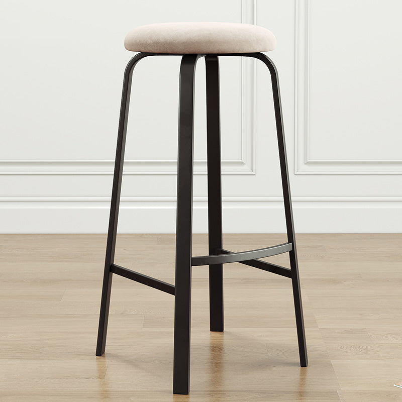 Modern Style Bar-stool Round Seat Barstool with Footrest and Metal Base
