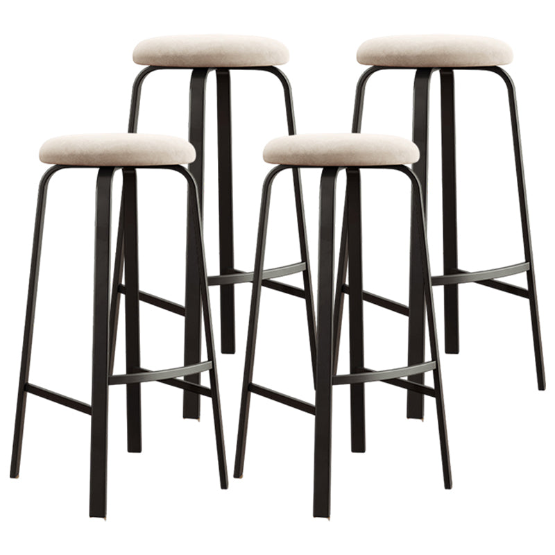 Modern Style Bar-stool Round Seat Barstool with Footrest and Metal Base