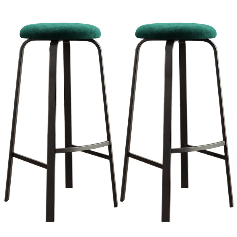 Modern Style Bar-stool Round Seat Barstool with Footrest and Metal Base