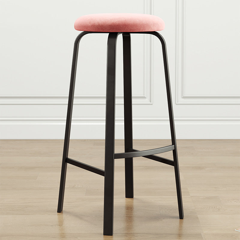 Modern Style Bar-stool Round Seat Barstool with Footrest and Metal Base