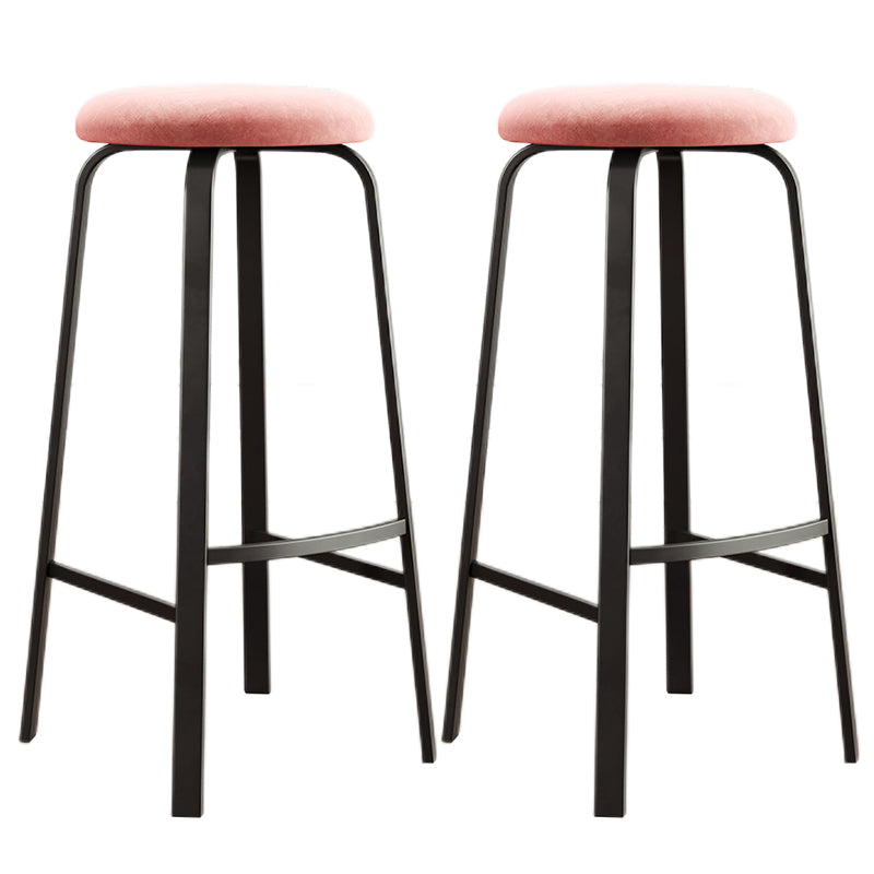 Modern Style Bar-stool Round Seat Barstool with Footrest and Metal Base