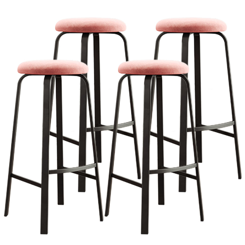 Modern Style Bar-stool Round Seat Barstool with Footrest and Metal Base