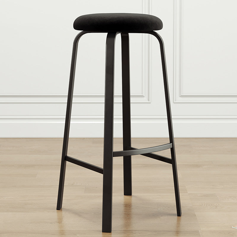 Modern Style Bar-stool Round Seat Barstool with Footrest and Metal Base