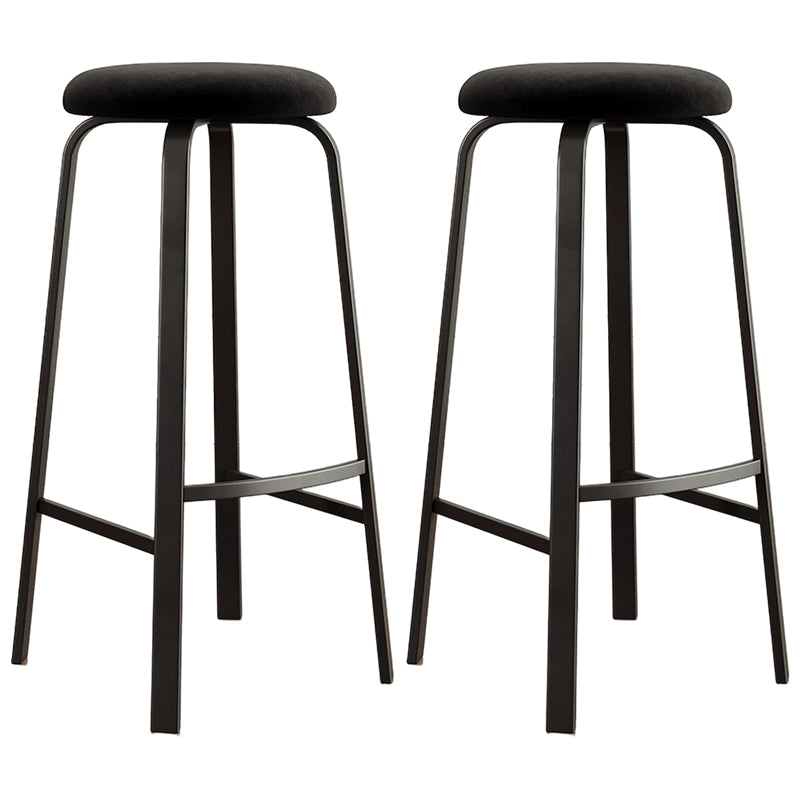 Modern Style Bar-stool Round Seat Barstool with Footrest and Metal Base